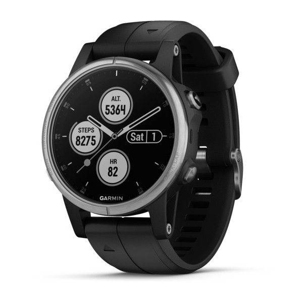 Спортивные часы Garmin FENIX 5S PLUS черные с черным ремешком