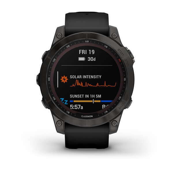 Мультиспорт.часы Garmin Fenix 7 Sapphire Solar, DLC-покрытие,черные с черным ремешком (010-02540-35)