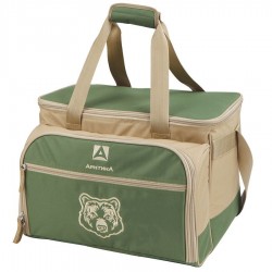 Сумка-холодильник Арктика с набором посуды 4100-6 пикниковый набор (6 чел), зелёный с рисунком