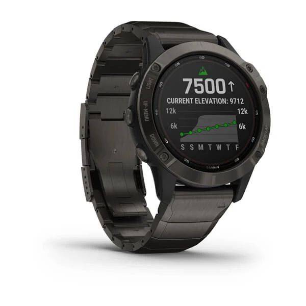 Мультиспортивные часы Garmin Fenix 6 Pro Solar с GPS, титан. DLC титан.ремешком (010-02410-23)