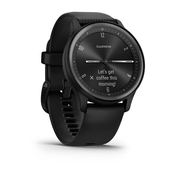 Часы с трекером активности Garmin VivoMove Sport, черные с силиконовым ремешком (010-02566-00)