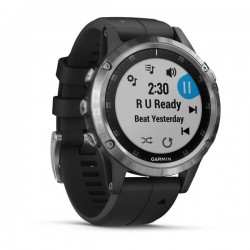 Спортивные часы Garmin Fenix 5 plus glass Russia серебристые с черным ремешком (010-01988-17)
