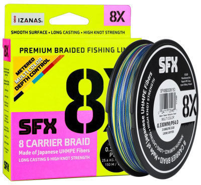 Леска плетеная SFX 8X (разноцветная 150 м 0.205 мм 16.5 кг PE 1.5 SFX8B205M150)