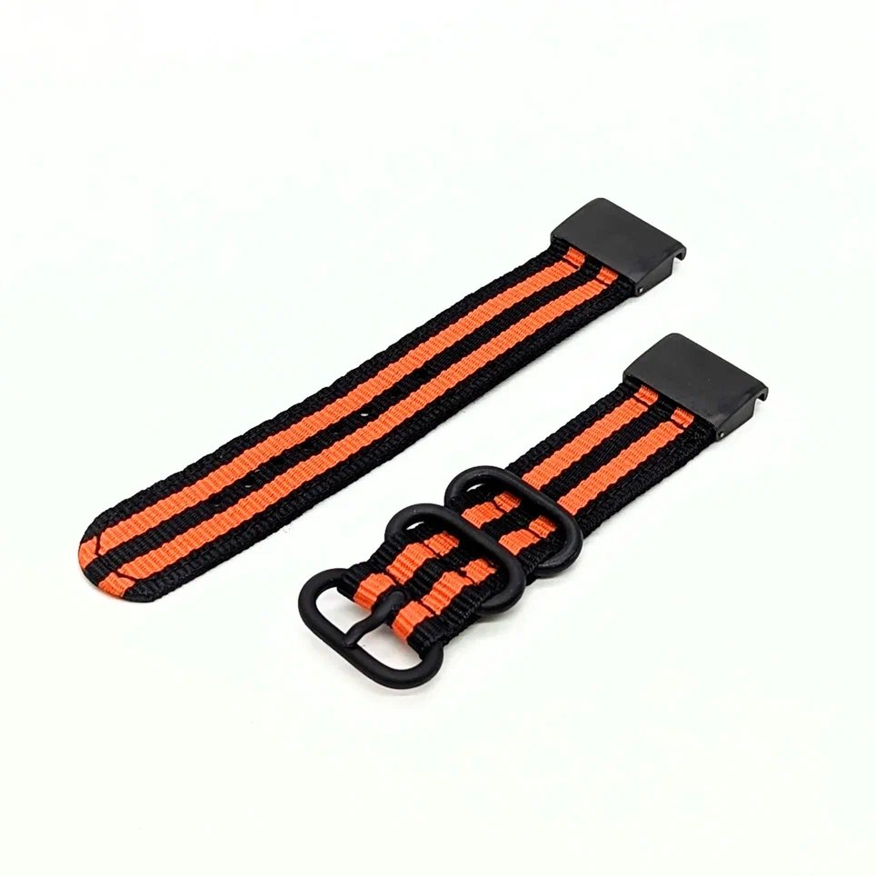 Ремешок нейлоновый QuickFit для Garmin Fenix / Forerunner (22 мм) (черно-оранжевый)