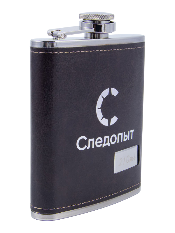 Фляжка «СЛЕДОПЫТ - Browny » в кож. оплете, 210 мл, цв. корич/100/