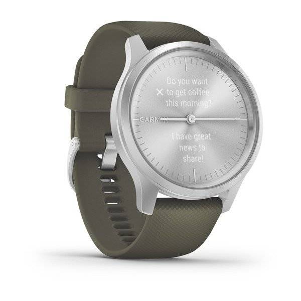 Часы Garmin Vivomove Luxe серебристый с травяным ремешком