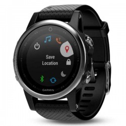 Спортивные часы Garmin Fenix 5s серебристые с черным ремешком