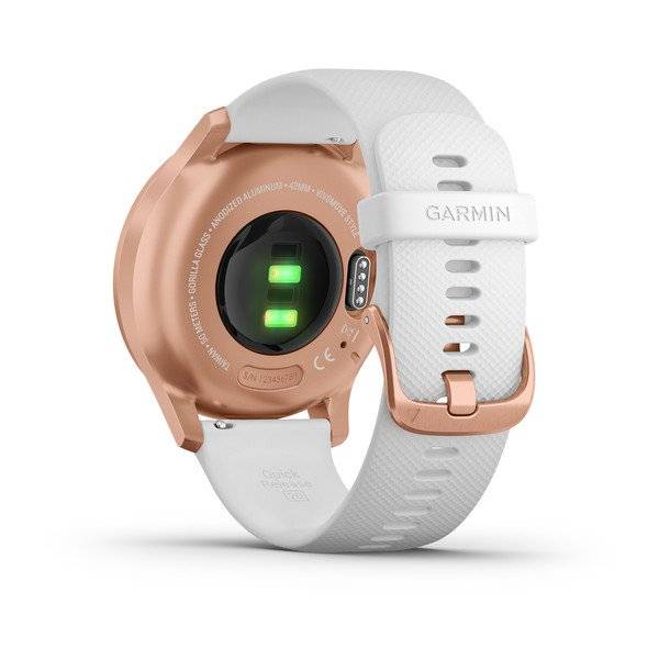 Часы Garmin Vivomove Luxe розовое золото с белым ремешком