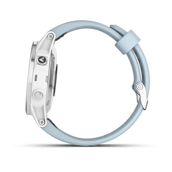 Спортивные часы Garmin FENIX 5S PLUS белые с голубым ремешком