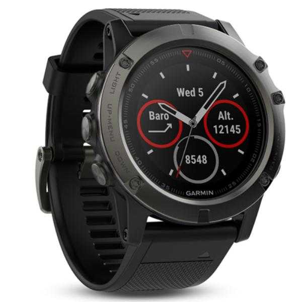 Спортивные часы Garmin Fenix 5x sapphire серые с черным ремешком