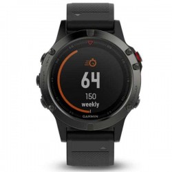 Спортивные часы Garmin Fenix 5 серые с черным ремешком