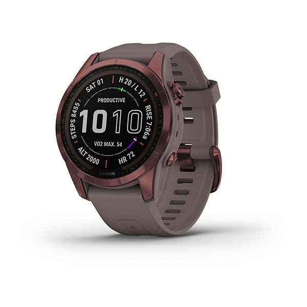 Мультиспортивные часы Garmin Fenix 7s Sapphire Solar,темная бронза с серым ремешком (010-02539-29)