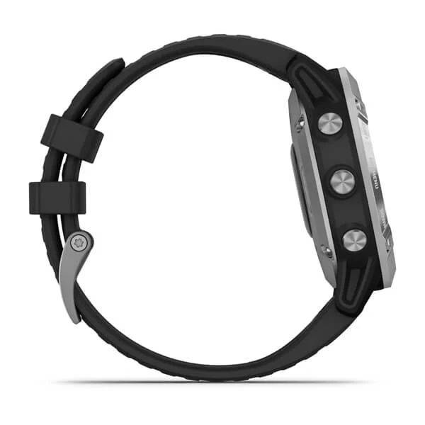 Мультиспортивные часы Garmin Fenix 6 Solar с GPS, серебристые с черным ремешком (010-02410-00)