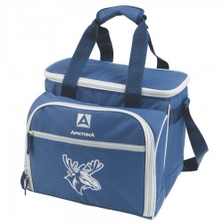 Сумка-холодильник Арктика с набором посуды 4100-4 пикниковый набор (4 чел), синий с рисунком