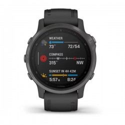 Мультиспортивные часы Garmin Fenix 6s sapphire с gps, серые с черным ремешком
