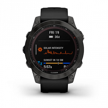 Мультиспорт.часы Garmin Fenix 7 Sapphire Solar, DLC-покрытие,черные с черным ремешком (010-02540-35)