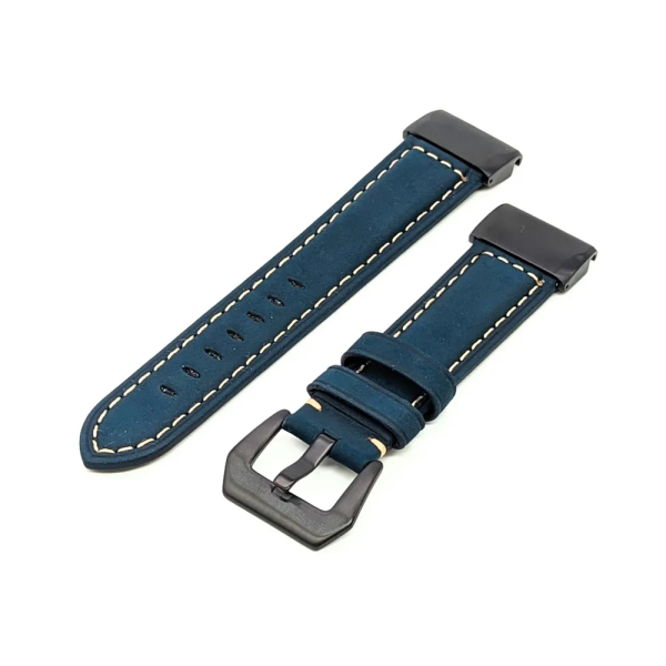 Ремешок кожаный QuickFit для Garmin Fenix / epix / Instinct / tactix / Enduro (26 мм) (темно-синий)