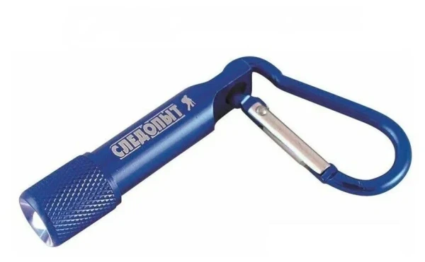 Карабин "СЛЕДОПЫТ", 5 см, с фонариком,алюминий/1000/