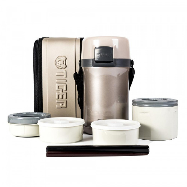 Термос для еды с контейнерами Tiger LWU-F200 Warm Silver