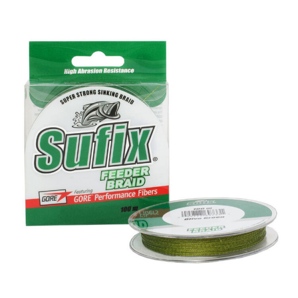 Леска плетеная Sufix Feeder braid Gore (зеленая 100м 0.10мм 4,5кг DS1WE008B5BA91)