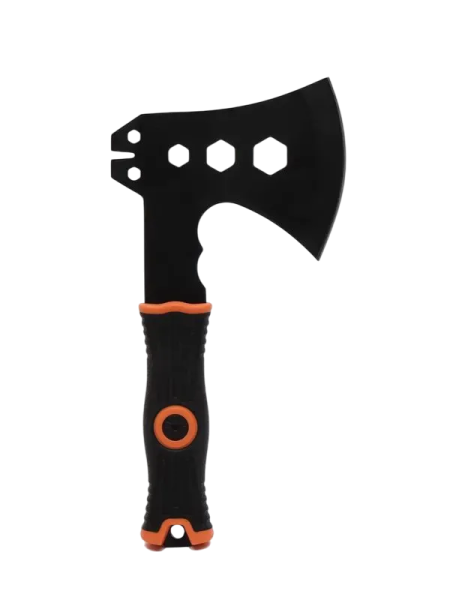 Топор туристический "СЛЕДОПЫТ" в чехле (PF-AT-09 240*130*85 мм, 350 гр., обрез.ручка с оранж. вставками, в чехле/60/40)