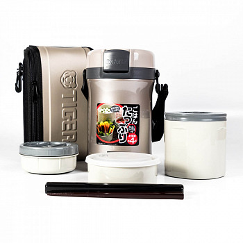 Термос для еды с контейнерами Tiger LWU-B200 Warm Silver (цвет - серебряный), шт