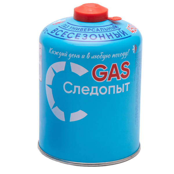 Баллон газовый "СЛЕДОПЫТ", метал. баллон, 450гр. резьб., (всесезонный) РОССИЯ/12