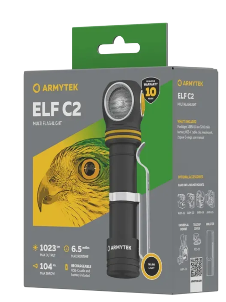 Фонарь налобный Armytek Elf C2 USB-C Теплый