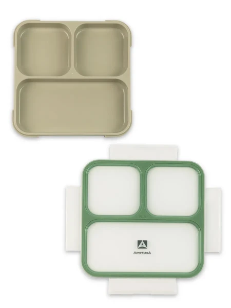 Ланчбокс тм "Арктика", 800 МЛ, арт. 033-800, зеленый/бежевый
